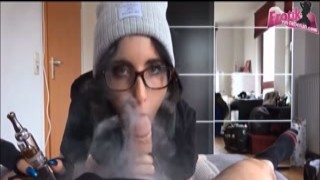 POV Smoke blowjob with german amateur teen homemade