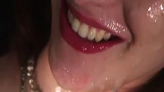 Wacky peach gets sperm shot on her face swallowing all