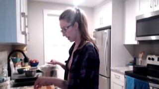 Blonde Babe on her Naked Cooking Show