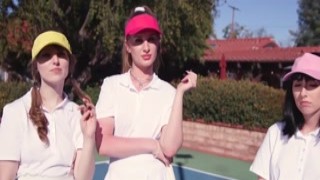 Teens fuck the trainer on tennis field