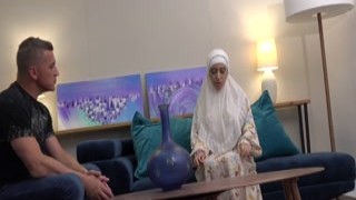 Hot wife in hijab has a sexy surprise for her husband