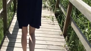 kiss1couple - Public flashing and blowjob on nature walk ends with huge cumshot