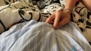Skinny brunette teen hops on pressure dick while giving blowjob in 4some