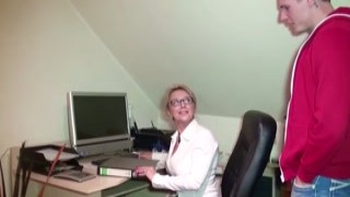 GERMAN MILF JENNY SEDUCE TRAINEE BOY TO FUCK HER