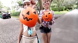 Small babe sucking cock for some candies