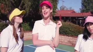 Teens fuck the trainer on tennis field