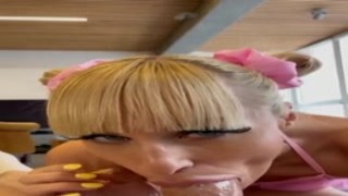 Throat GOAT - Very sloppy blowjob from petite blonde