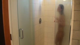 Whitney in the shower