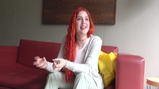 Redhead aces job interview after having rough sex with the casting agent