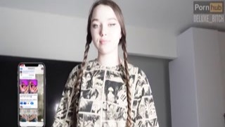 Deluxe_Bitch - Excited stepsister likes to suck hard cock. Cum in her mouth. Deluxe_Bitch