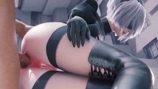 This Anime 2B Likes a Huge Long Dick