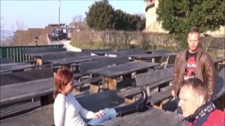 Redhead Teen Pickup to Crazy Outdoor FFM 3Some by Stran