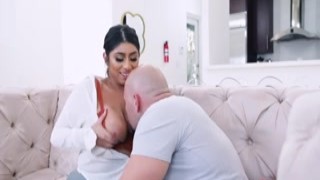 Latina entertains bf with her huge tits