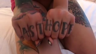 Tattooed bombshell Adel Asanti sucking a big dick