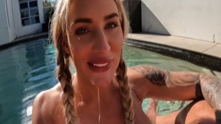 Muscle Barbie - Poolside Ass Fuck And Pee Swallow in HD