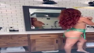 Francesca Farago - Bathroom Shooting in Green Lingerie