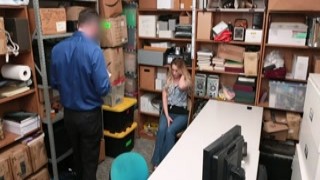 Blonde shoplifter blowjobs store officer