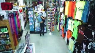 Teen shoplifter grinding her tight pussy