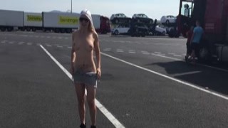 ElisaDreams - Flashing Naked On Truck Parking