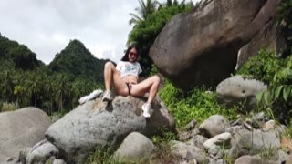 PassionBunny - Amazing beauty model play with pussy outdoor