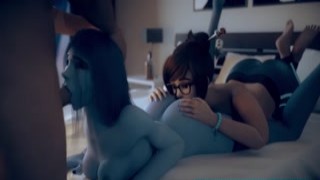 Sex Compilation of Widowmaker with Little Cunt Fuck in Threesome